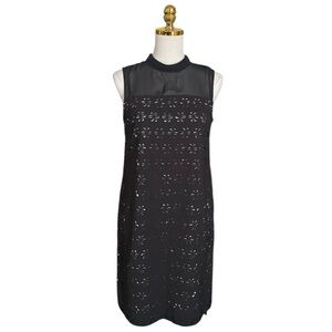 MUSE Women’s Floral Column Laser Cut Cocktail Sheer Sleeveless Dress Size 6